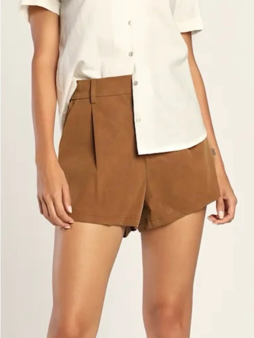 Free People Roma Vegan Suede Shorts Brown High Rise XS